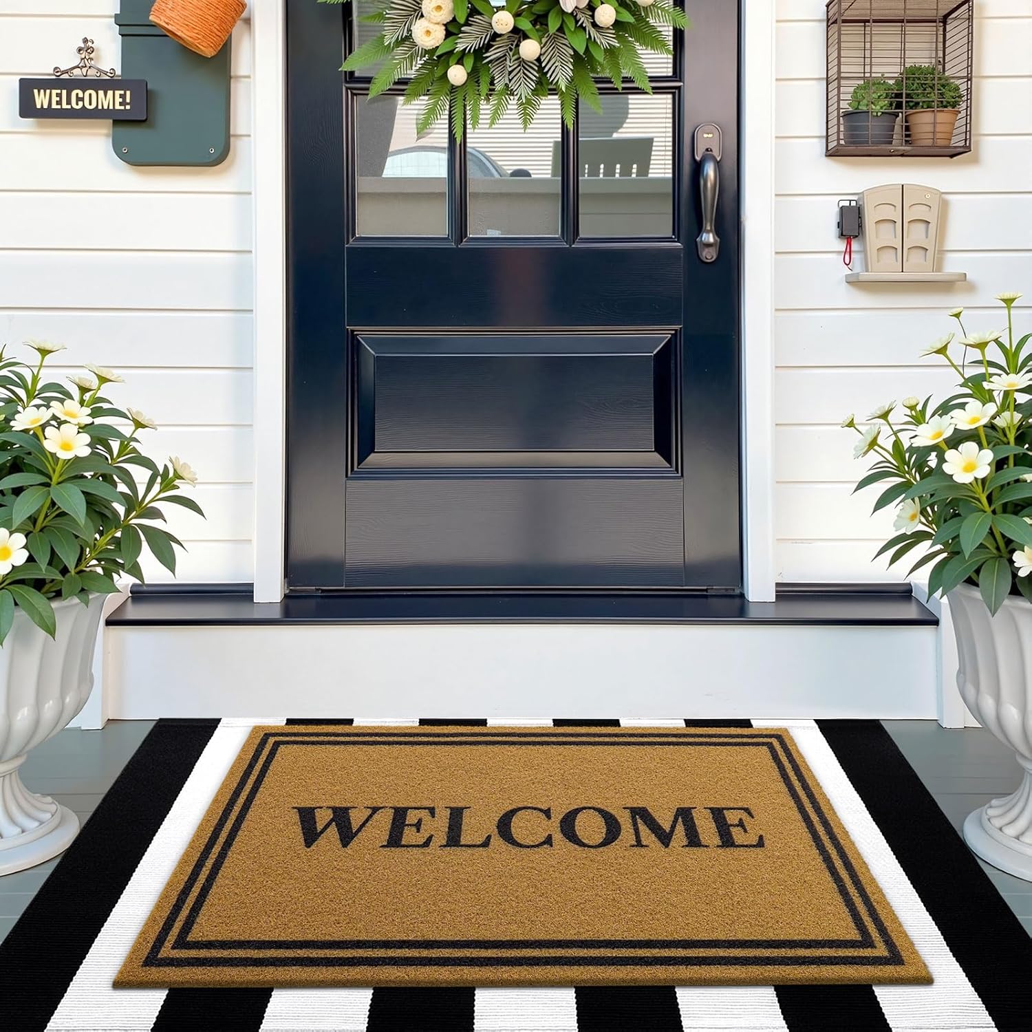 OLANLY Front Door Mat - Low Profile, Stain & Fade Resistant, Easy to Clean | Brown (35x23 Inch)