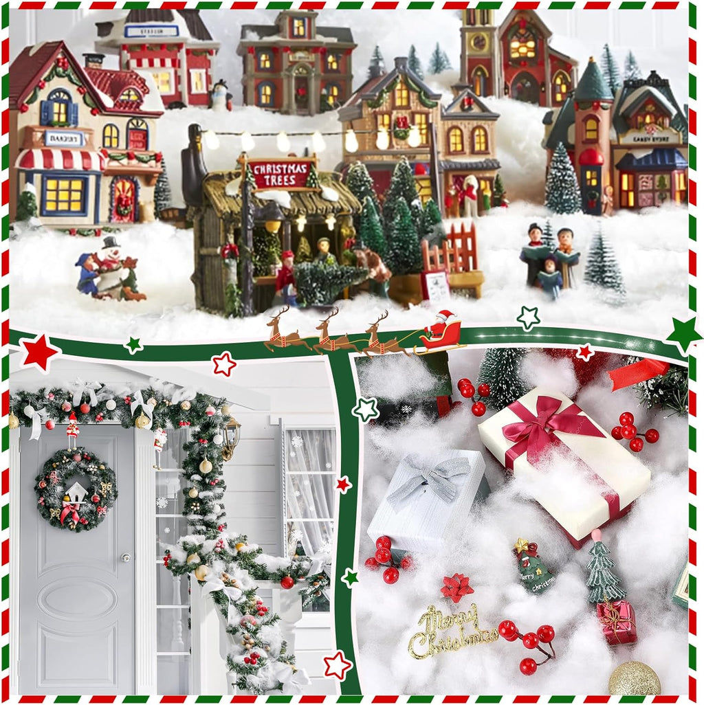 Skiennix Christmas Fake Snow - 9.2oz Fluffy Artificial Snow for DIY Tree Decor & Winter Displays