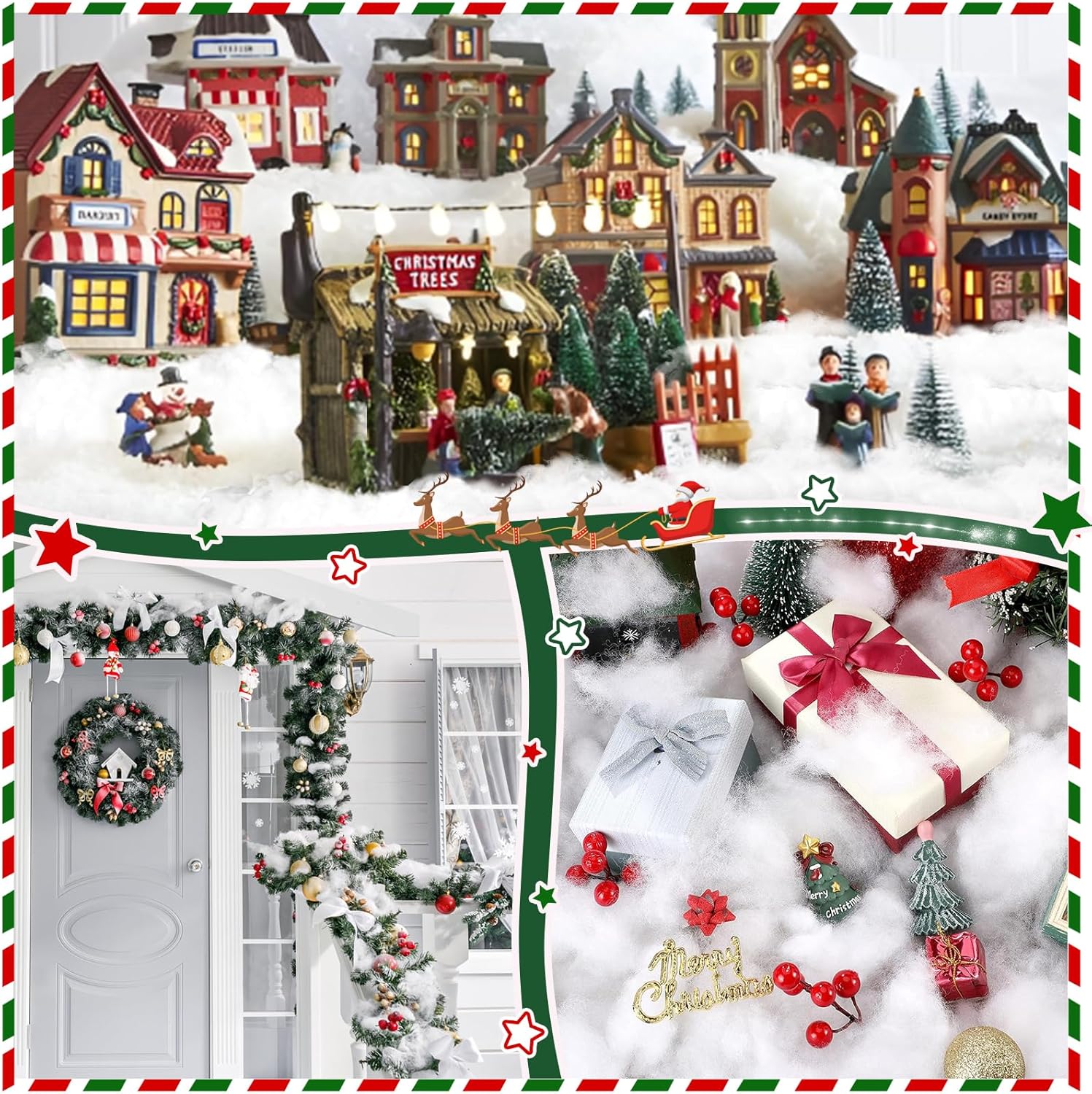 Skiennix Christmas Fake Snow - 9.2oz Fluffy Artificial Snow for DIY Tree Decor & Winter Displays