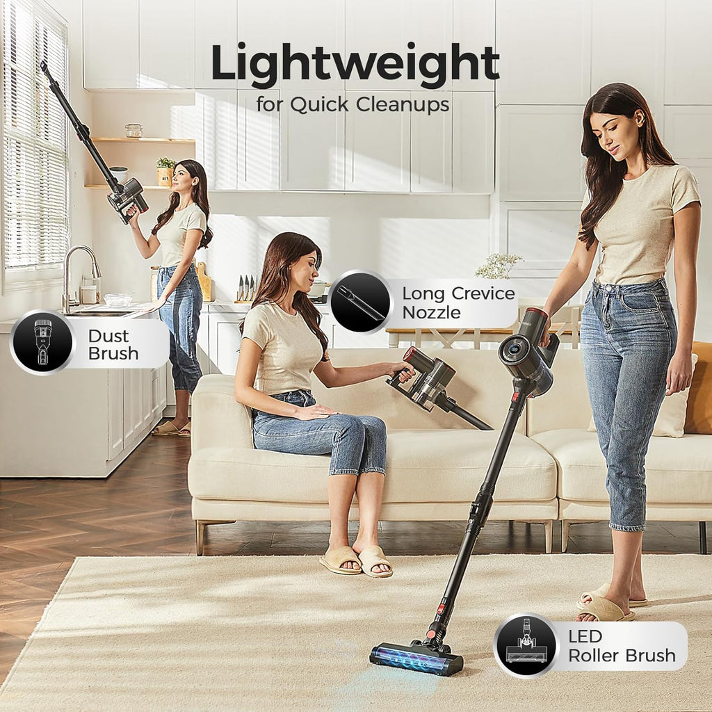 RONEAIR Cordless Vacuum Cleaner - Powerful 40Kpa Suction | Self-Standing, 45 Mins Runtime for Pet Hair & Hard Floors