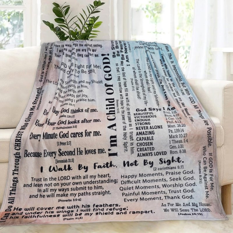 ZORKET Christian Blanket Gifts for Women Men, Religious Blanket with Bible Verse 60"x50", Scripture Blankets, Catholic Spiritual Gifts, Faith Based Gifts