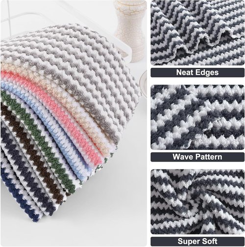 Homaxy Ultra Soft Microfiber Dish Towels - 12 Pack Reusable, Fast Drying, No-Lint | Dark Grey, 10 x 10 Inches