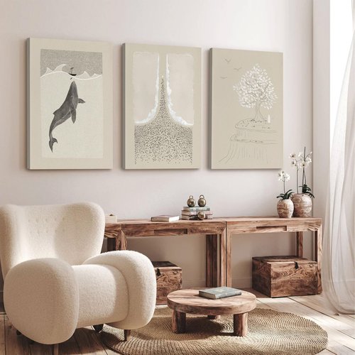 3Pcs Framed Modern Christian Canvas Wall Art Pictures Bible Verse Posters Prints Jonah and Whale Parable the Mustard Seed Moses Parting the Red Sea Scripture Wall Decoration for Bedroom 16x24in