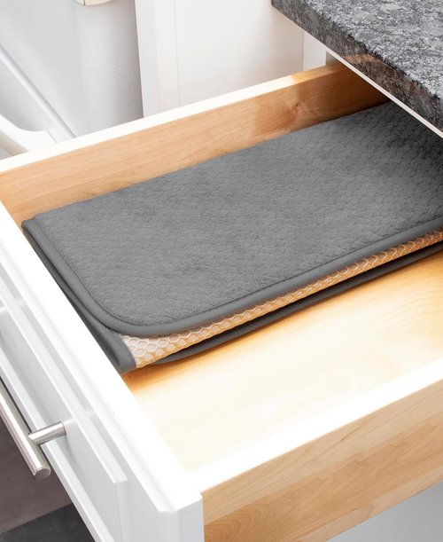 All-Clad Reversible Dish Drying Mat - Ultra-Absorbent, Oversized for Large Pots & Pans | 16" x 28", Pewter