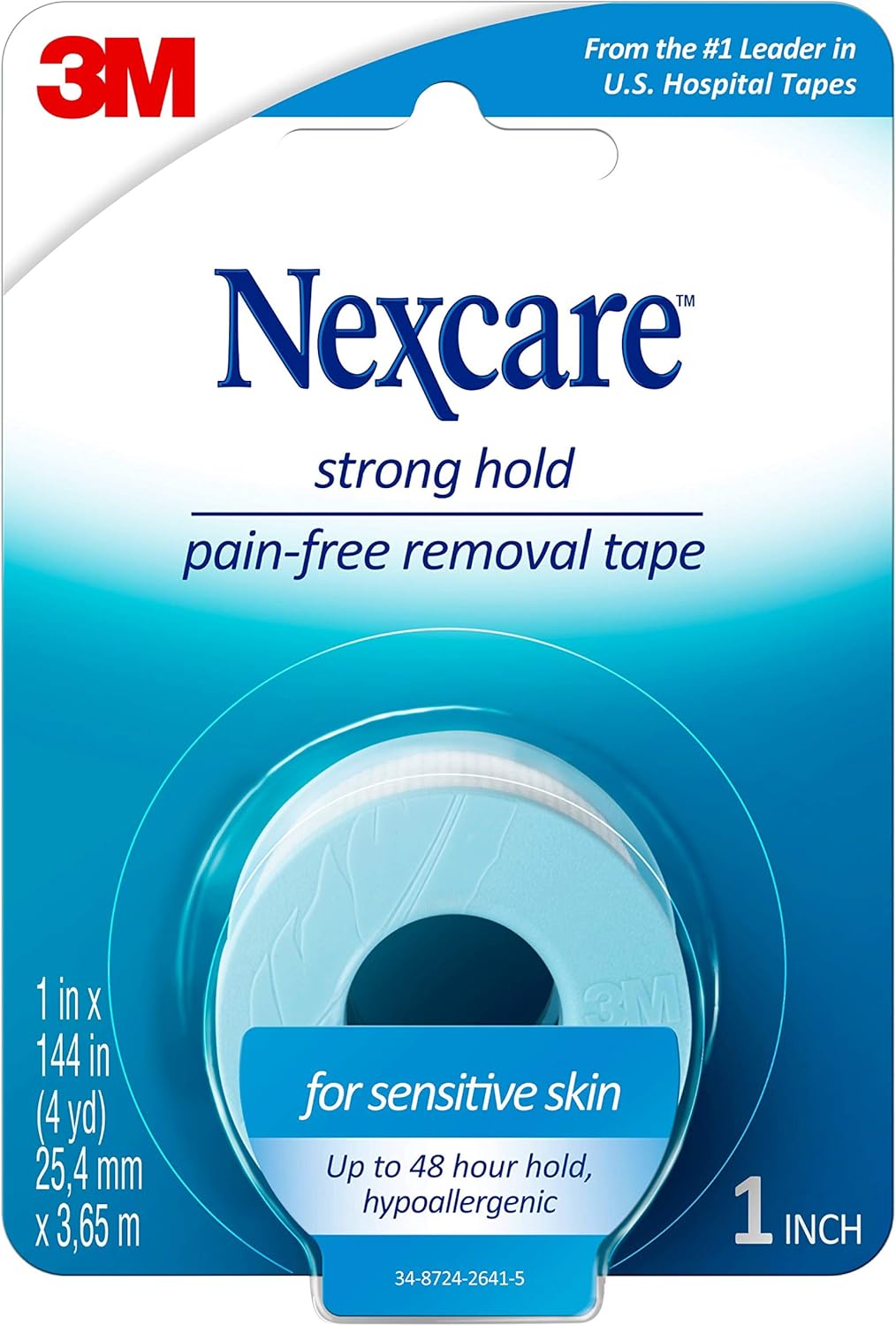 Nexcare Pain-Free Tape - Gentle Adhesive for Sensitive Skin | Easy Tear, 1 Roll