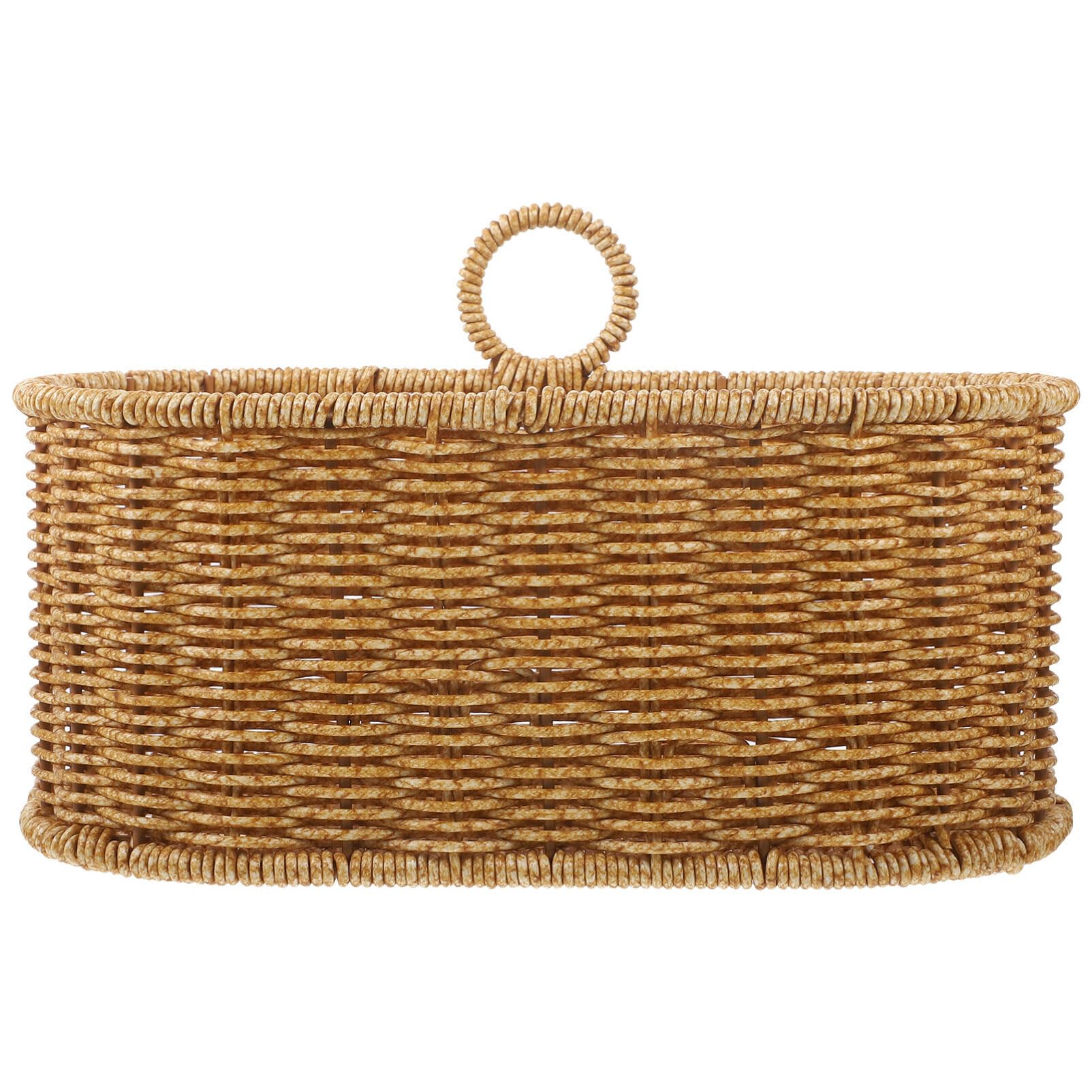 Luxshiny Wall-Mounted Storage Basket - Stylish Woven Hanging Basket for Kitchen Bathroom and Living Room Ideal for Organizing Fruits Vegetables and Flowers 11.02X6.69X6.1 Inches