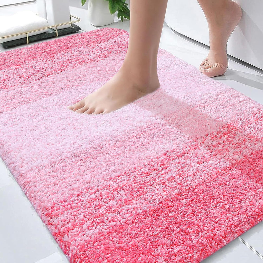 OLANLY Bathroom Rugs - Extra Soft Microfiber Mat | Quick Dry, Machine Washable, 30x20, Pink