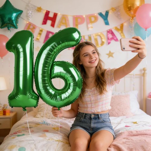 40 Inch Dark Green Number Balloons | Large Foil 16th Birthday Decorations for Sweet 16 Celebrations