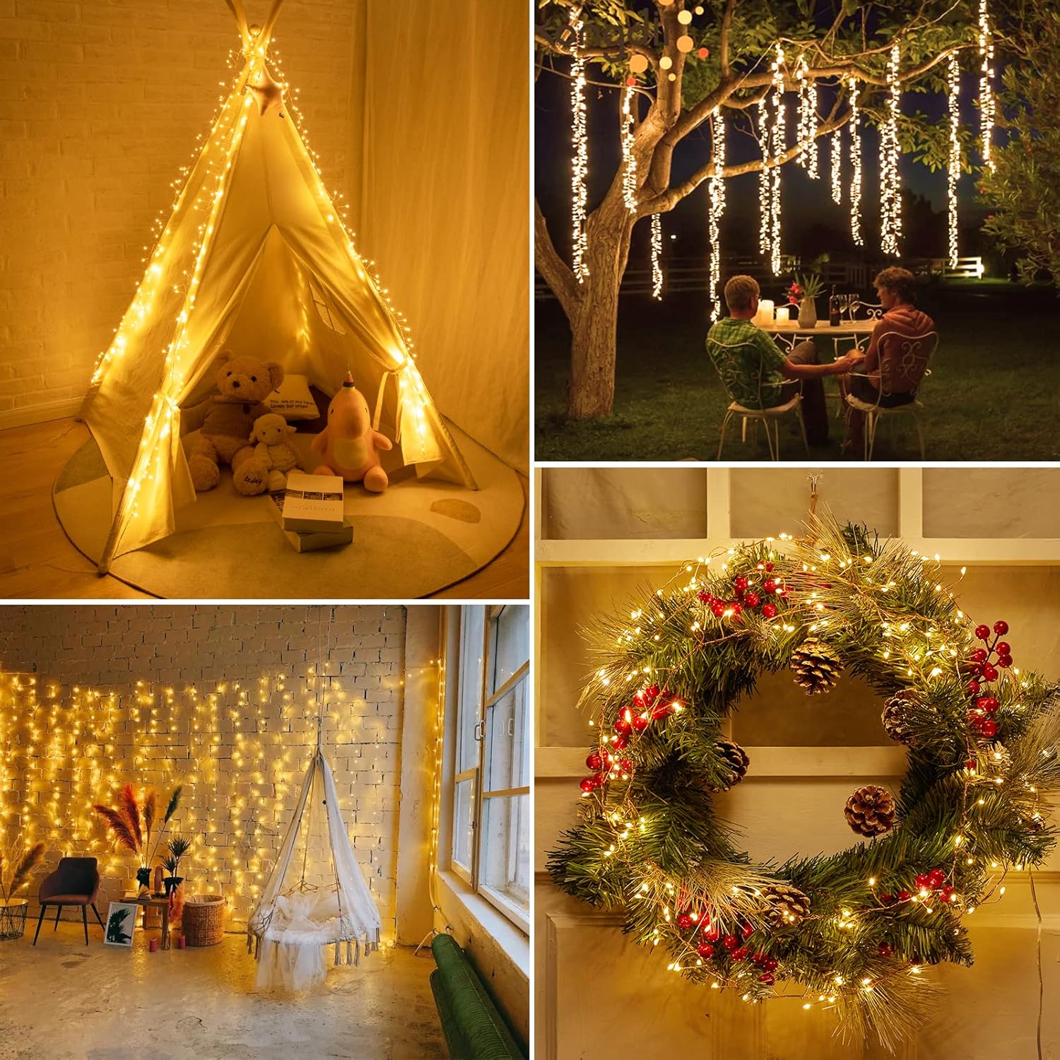 Skiennix Fairy Lights - 10Ft 200LED Waterproof Copper Wire String Lights for Bedroom & Wedding Decor - Warm White