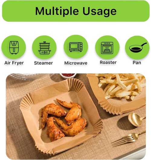 Air Fryer Liners - 100PCS Unbleached Non-Stick Parchment Paper for 2 to 5 Qt Air Fryers | 6.3 Inch