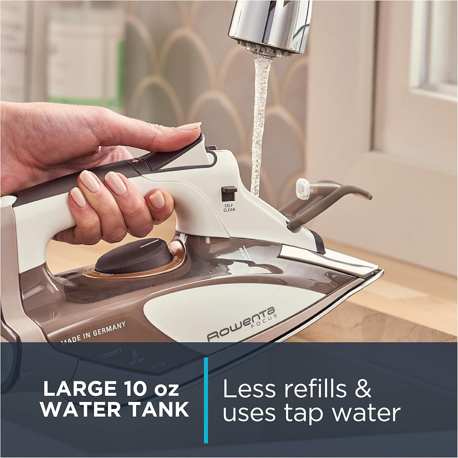 Rowenta Steam Iron - Micro Steam Stainless Steel Soleplate with 400 Holes | 1700 Watts, Portable for All Fabrics