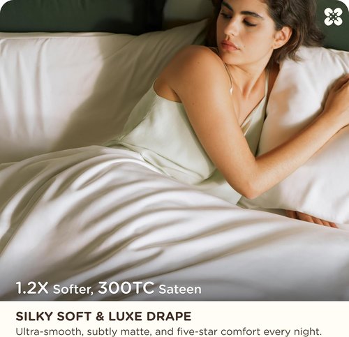 Bedsure Bamboo Viscose Queen Sheet Set - Cooling Luxury Bedsheets for Hot Sleepers | Silky Soft | 18" Deep Pocket | Oeko-Tex Certified [White]