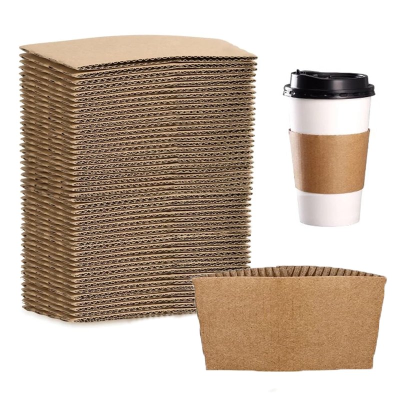EchoDone Disposable Coffee Cup Sleeves for Hot or Cold Drinks Paper Corrugated Cups Jackets 200 Count Fit for 8oz 10oz 12oz 16oz Cups
