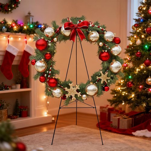 Christmas Wreath Stand by 2Pcs - Durable Wire Easel Holder for Cemetery & Outdoor Use | 30-Inch