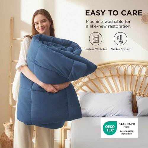 Bedsure Comforter Duvet Insert - All Season King Size Quilted Down Alternative Bedding, Dark Slate Blue, 90 x 102 Inches