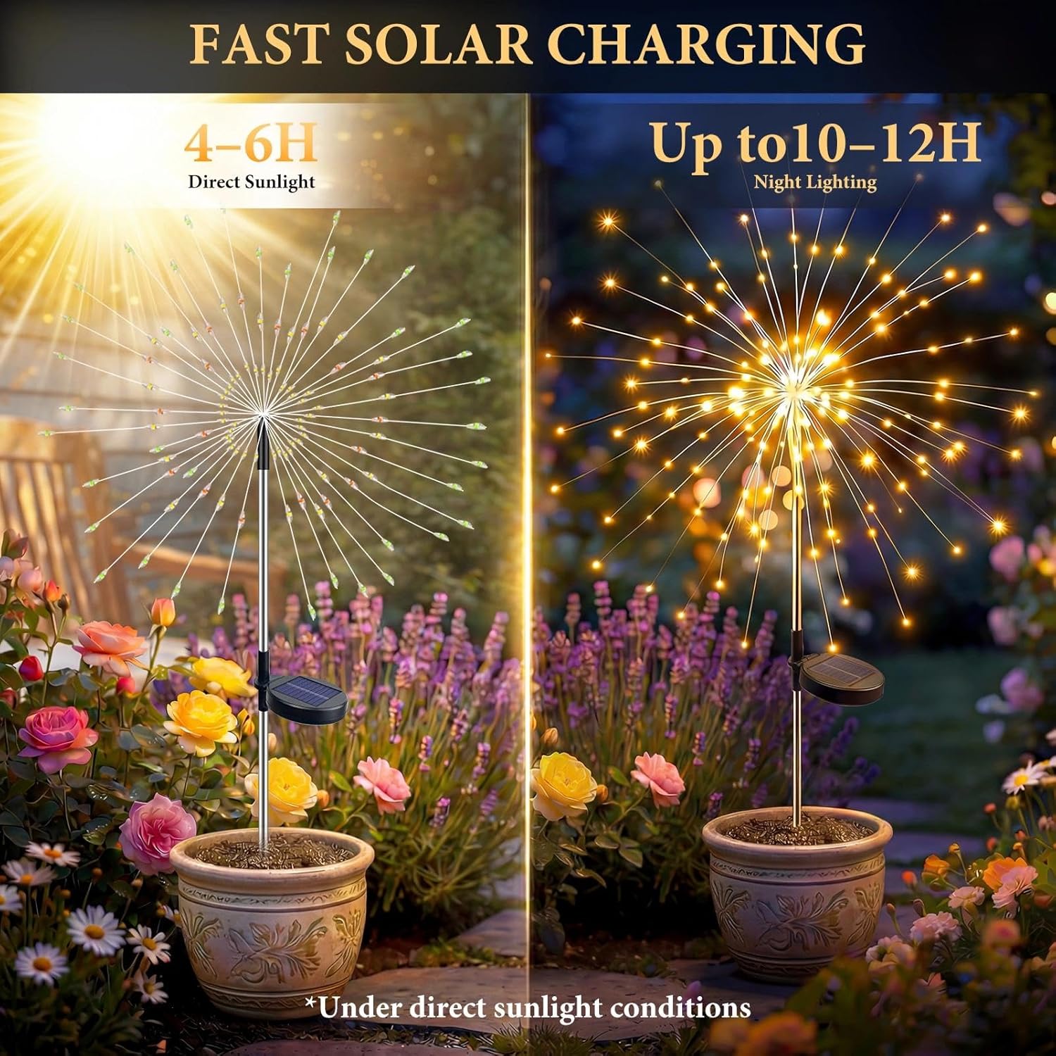 Solar Firework Lights - 120LED Starburst Garden Lights | Waterproof Outdoor Decor with 8 Modes