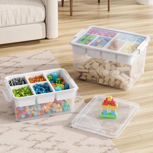 40Qt Clear Plastic Storage Bins by [Brand Name] - Stackable Organizers with Lids & Dividers | 2-Pack for Home & Car Organization