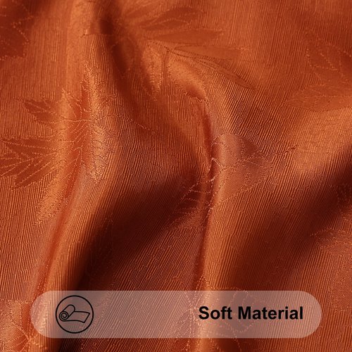 Smiry Rectangle Tablecloth, 60x102 Inch Waterproof Damask Table Cloth, Leaves Patterns Fabric Jacquard Table Covers for Parties, and Holiday Dinner, Rust