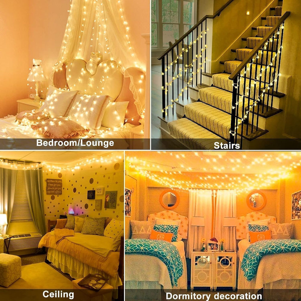 Star String Lights - 10ft Battery Operated 20 LED Fairy Lights | Warm White Indoor/Outdoor Decor