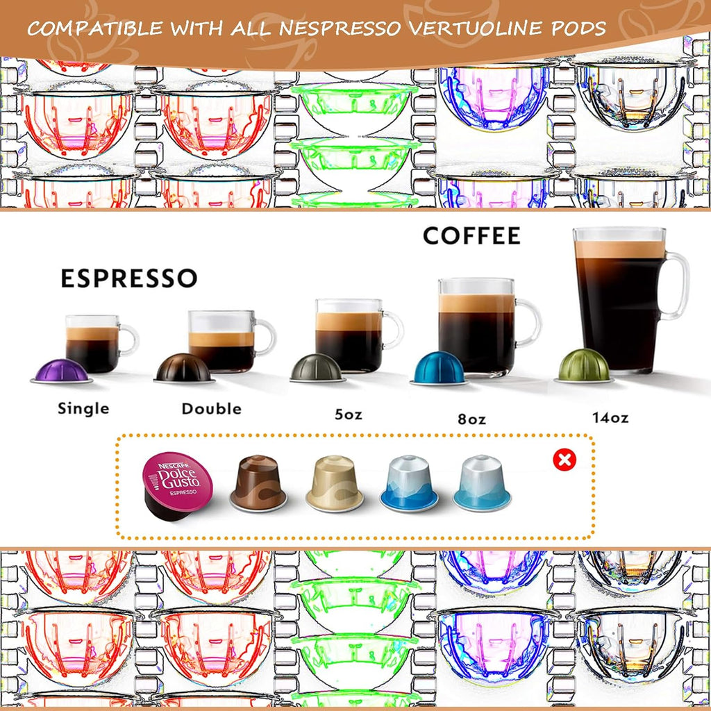 Nespresso Vertuo Pod Holder - Deluxe Black Tempered Glass Top | Compact Design Holds 75 Small Pods