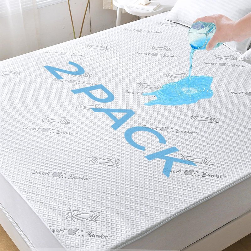 HUXMEYSON 2 Pack Twin Mattress Protector, Fully Waterproof Mattress Protector, Breathable and Noiseless Mattress Cover with 8-21 Deep Pocket, 39 x 75 Inch