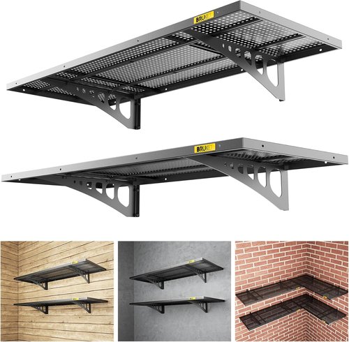 Heavy Duty Garage Wall Shelving by 2Pack - Adjustable Metal Storage Shelf | 1.64x4ft, Black