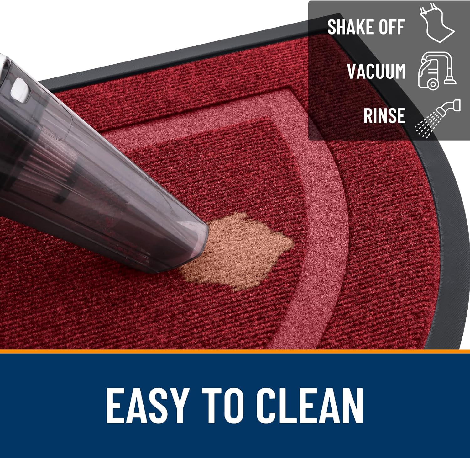 OLANLY Half Circle Door Mat - Waterproof All-Season Indoor/Outdoor Welcome Mat | 59x23, Wine Red