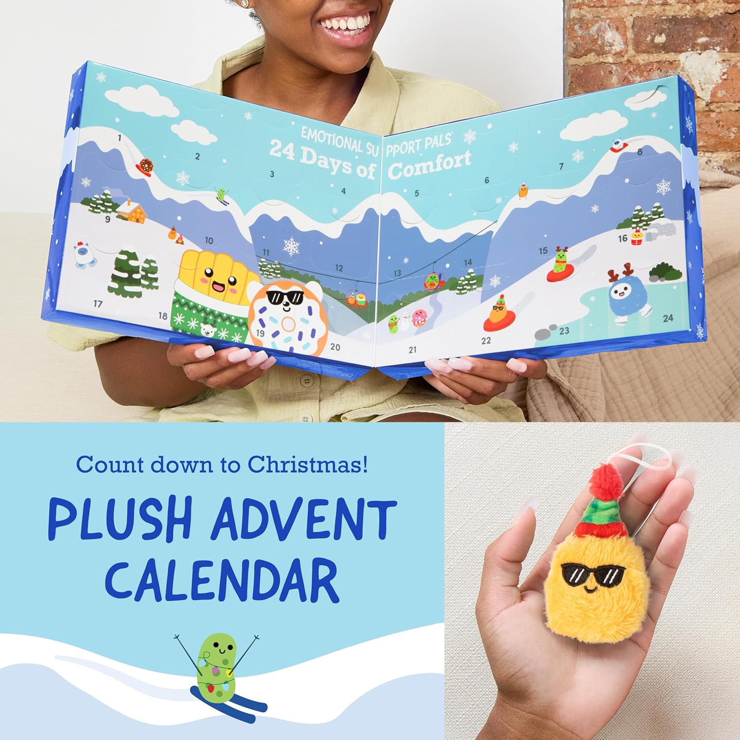 Relatable Emotional Support Advent Calendar - 24 Mini Plush Toys & Ornaments | Fun Countdown Gift for All Ages