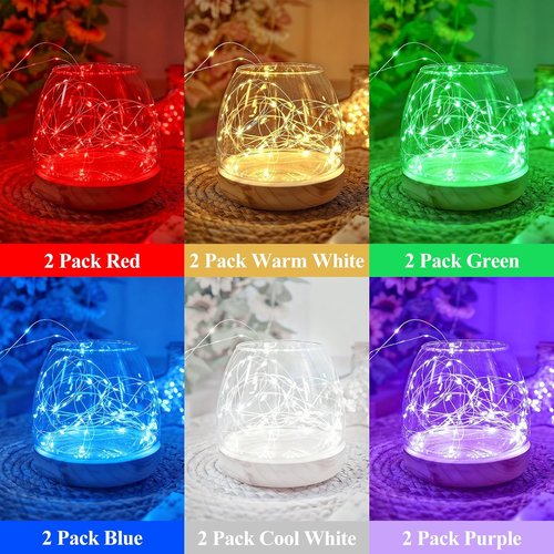 Lakumu 12-Pack Fairy Lights | 7FT Battery Operated Waterproof Silver Wire LED String Lights for DIY Decor