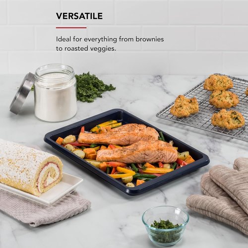 KitchenAid Nonstick Aluminized Steel Baking Sheet - 9x13in, Stylish Ink Blue Finish