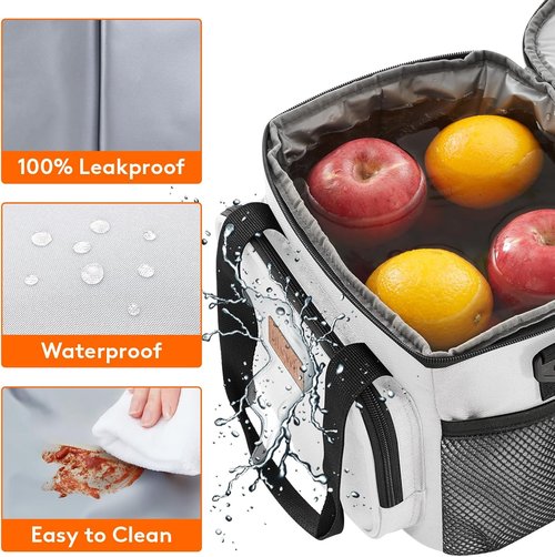 Lifewit Insulated Lunch Bag - Soft Cooler Tote for Men & Women | 12-Can Capacity, Silver Gray