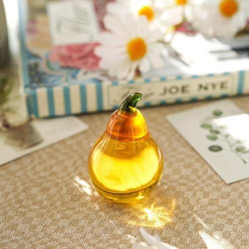 Crystal Pear Figurines by [Brand Name] - Elegant Glass Fruit Decor for Office Tabletop Centerpiece