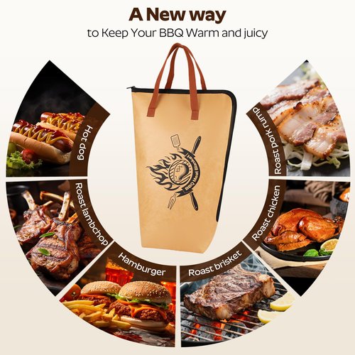 BBQ Blanket for Resting Meat,Multi Layer Insulated Meat Resting Bag for Grilling Accessories,Reuseable Smoker Meat Resting Blanket with Leak-Proof for Brisket,Turkey,Steak (21 Inch)