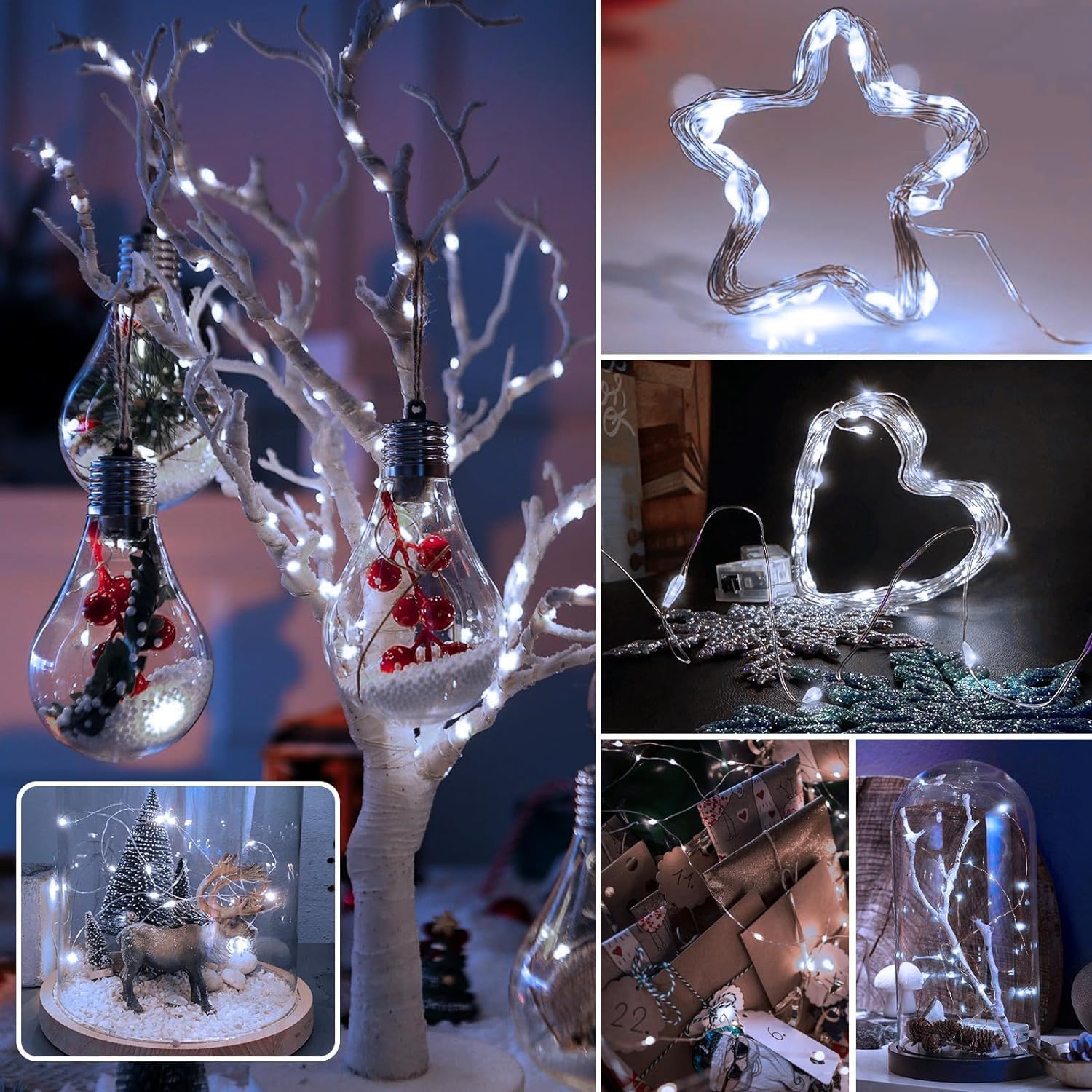 Skiennix 6 Pack Fairy Lights - Battery Operated 7ft 20 LED Mini Twinkle Lights | Warm White & Cool White for Mason Jars, Weddings, Parties & Christmas Decor