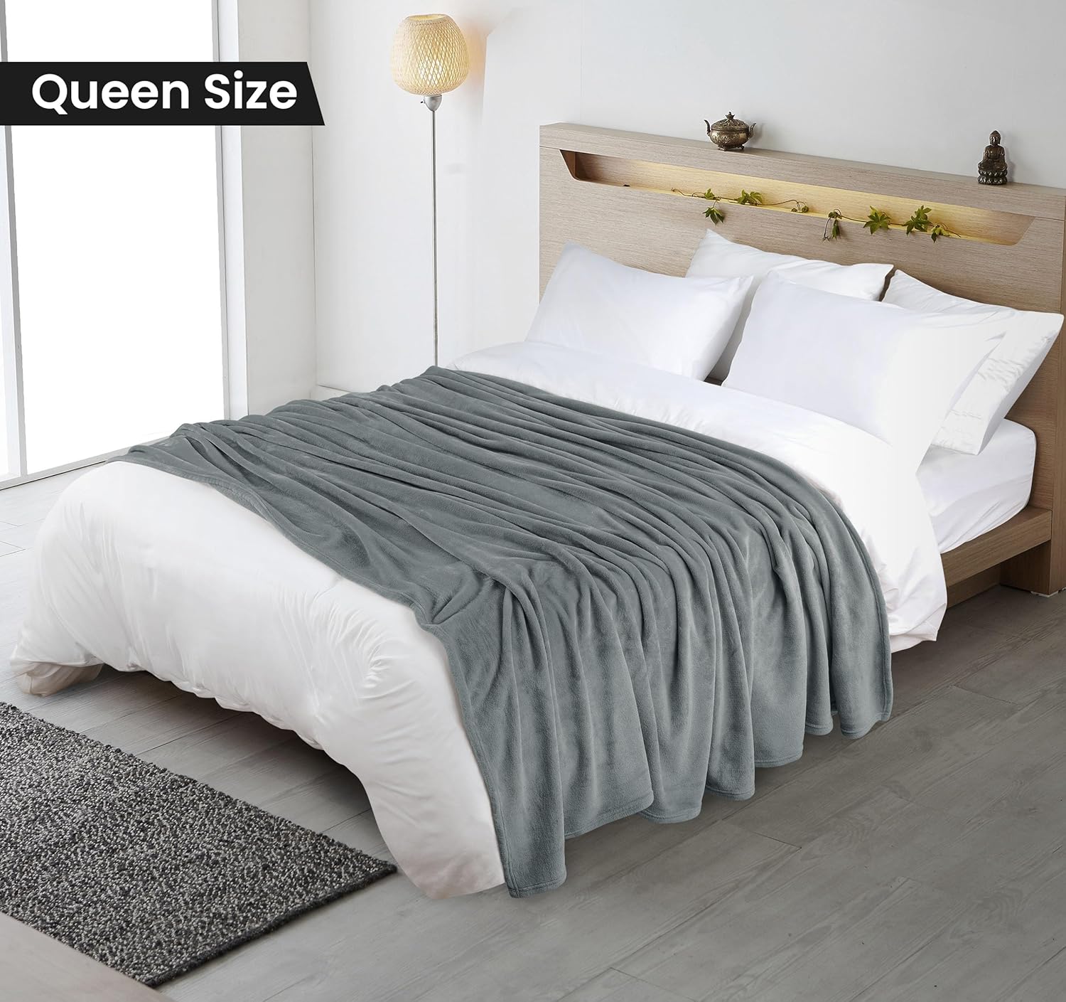 Utopia Bedding Queen Size Cool Grey Fleece Blanket - Soft, Anti-Static Microfiber (90x90 Inch)