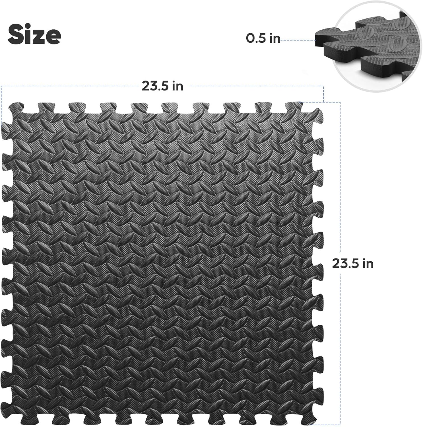 Puzzle Exercise Mat by Home Gym - EVA Interlocking Foam Tiles for Workouts & Play - Black, 24x24 in, 16 Pack