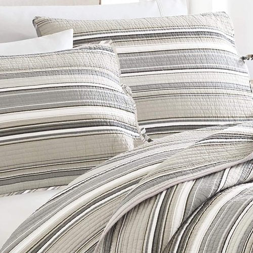 Stone Cottage - Fresno Collection - Quilt Set - 100% Cotton, Reversible Bedding with Matching Sham(s), Queen, Neutral