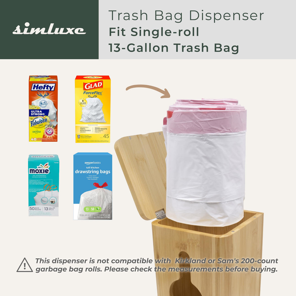 Simluxe Trash Bag Dispenser – Wall Mounted & Stackable Garbage Bag Holder Dispenser for Kitchen & Pantry | Durable, Minimal, and Effortlessly Organized