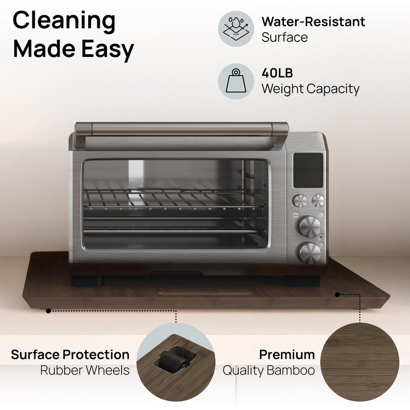 Ibyx Elegant Appliance Slider - Sliding Tray for Coffee Maker & Heavy Kitchen Appliances, Easy Slide, Made of Premium Bamboo, Space-Saving Kitchen Organizer, 40 lb Capacity, Brown - 21 x 15 Inch