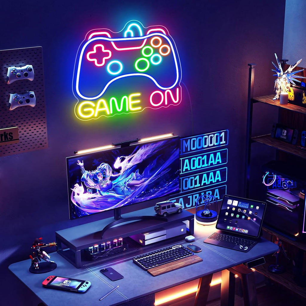 Skiennix Neon Sign - Game On LED Wall Decor for Gamer Room | Perfect Gift for Teens & Boys (GAME ON-01)