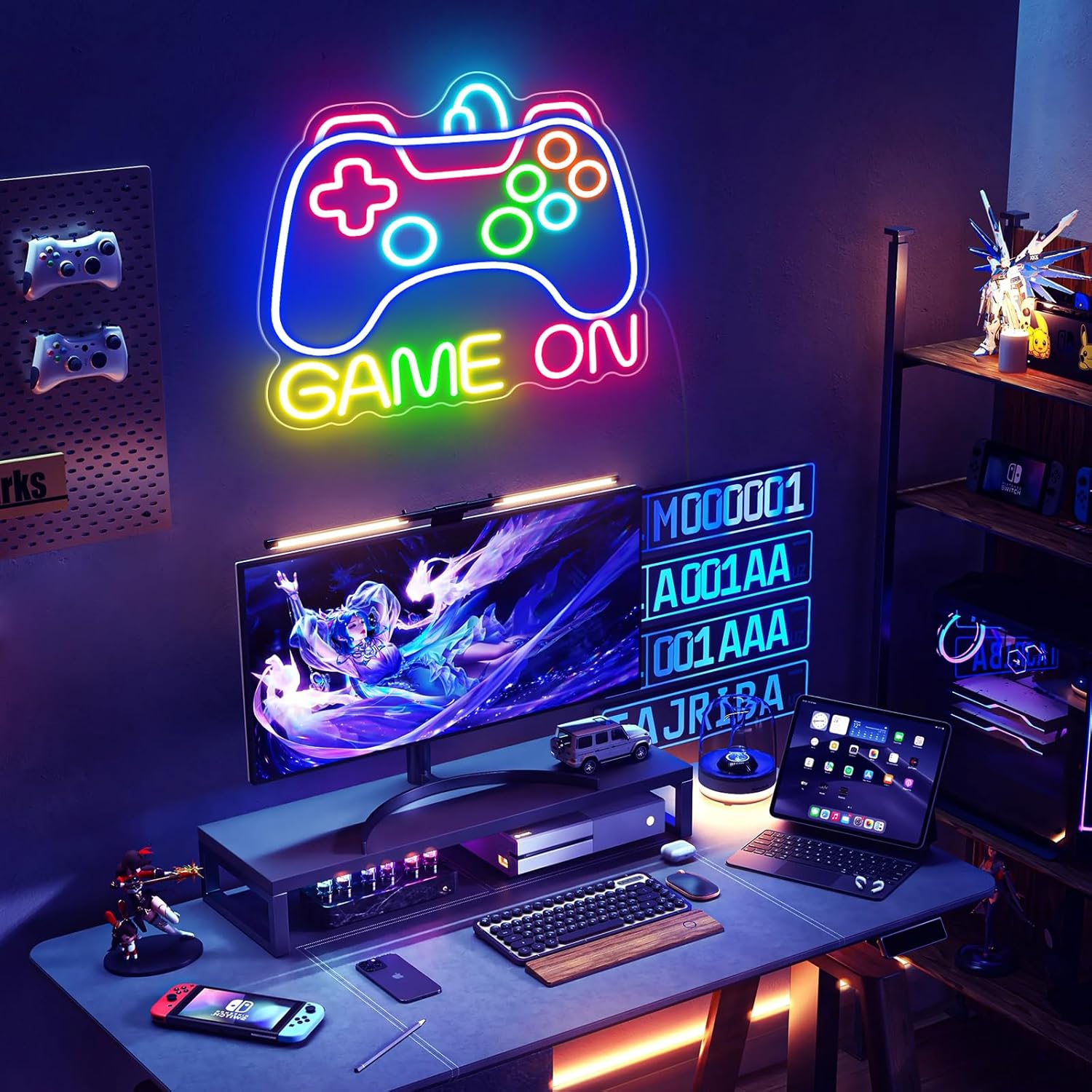 Skiennix Neon Sign - Game On LED Wall Decor for Gamer Room | Perfect Gift for Teens & Boys (GAME ON-01)