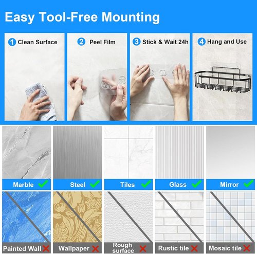 GearFusion Shower Caddy - Rustproof Stainless Steel Bathroom Organizer with 18 Hooks & Soap Holder | 5 Pack