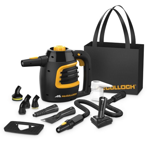 McCulloch MC1230 Handheld Steam Cleaner, 10 Minute Runtime, 11 Accessories: Jet Nozzle, Brushes, & More - Built for Home, Tile, Grout, Carpet, Furniture, & Personal Car Detailing