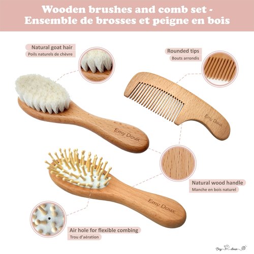 Baby Toddler Set in Gift Box, BabyShower and Newborn Gift Set, Cotton Blanket, Wooden Hair Brush Set, Soft Crochet Bunny, Baby Gift Basket for Newborn, Baby Gift Box (Peach)