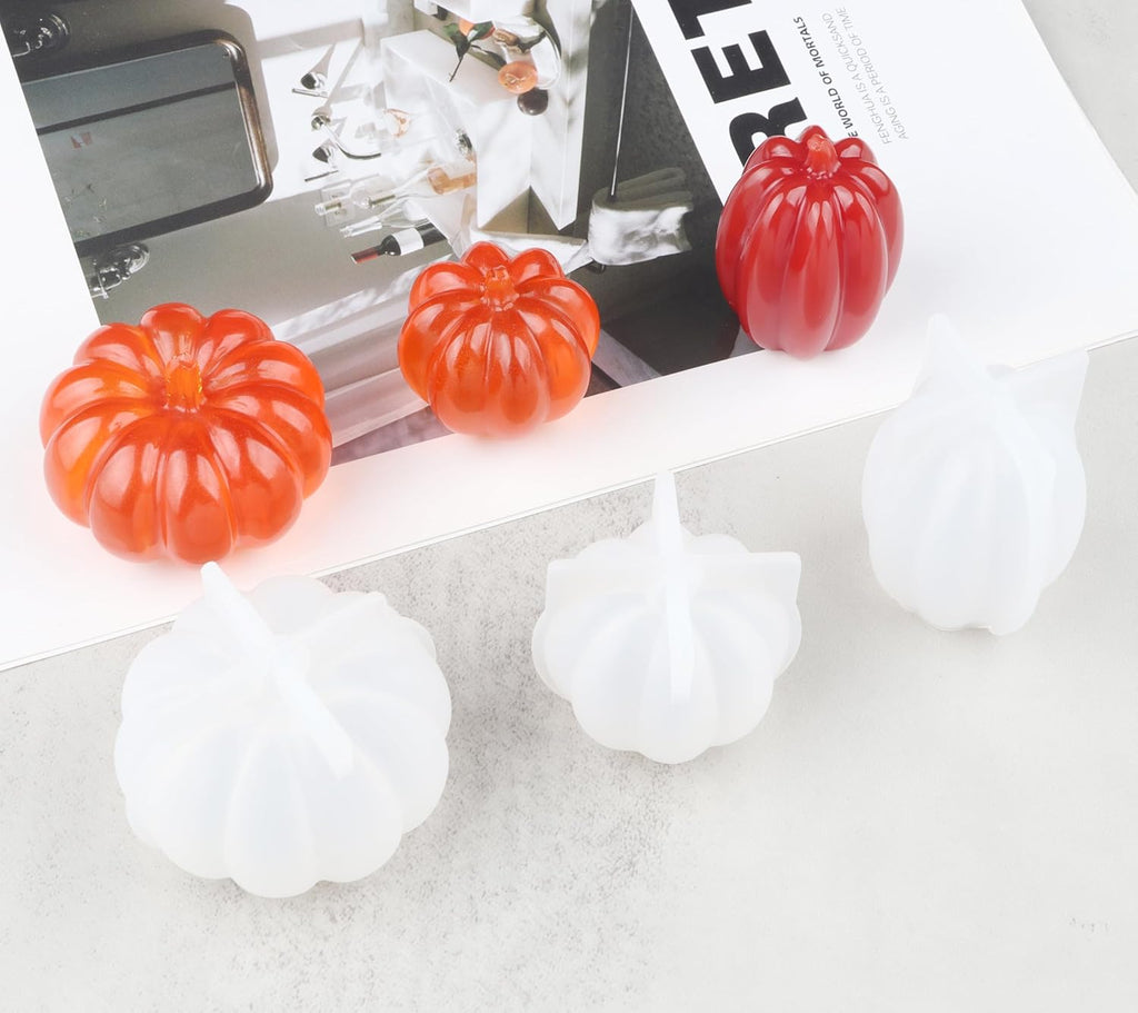 Skiennix 3D Pumpkin Resin Molds - 3-Pack Silicone Molds for Epoxy, Soap, and Candle Making | Halloween Decor