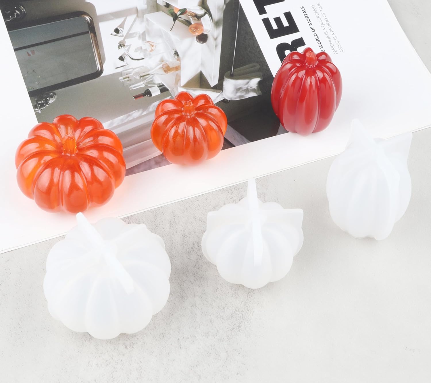 Skiennix 3D Pumpkin Resin Molds - 3-Pack Silicone Molds for Epoxy, Soap, and Candle Making | Halloween Decor
