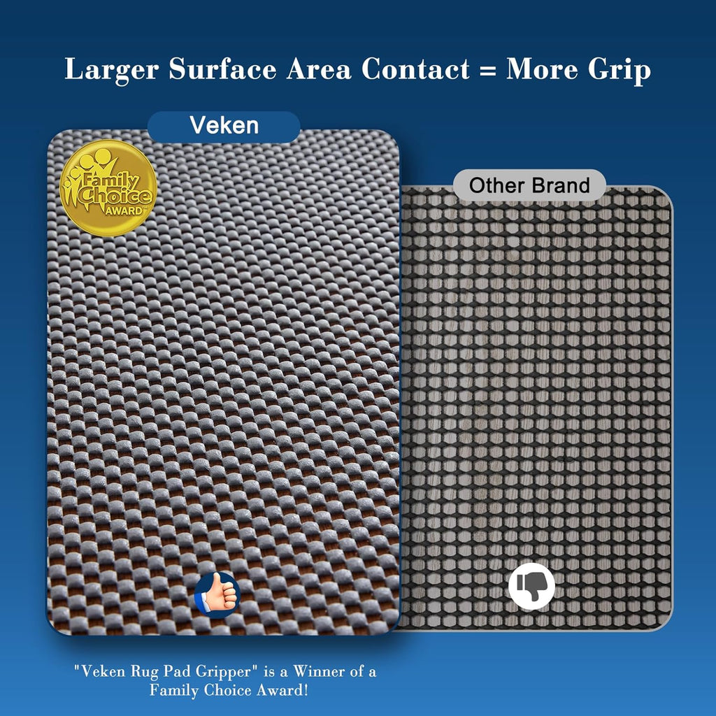 Veken Rug Pad Gripper - Non-Slip Dark Grey 8x10 Ft Mat for Hardwood & Tile Floors