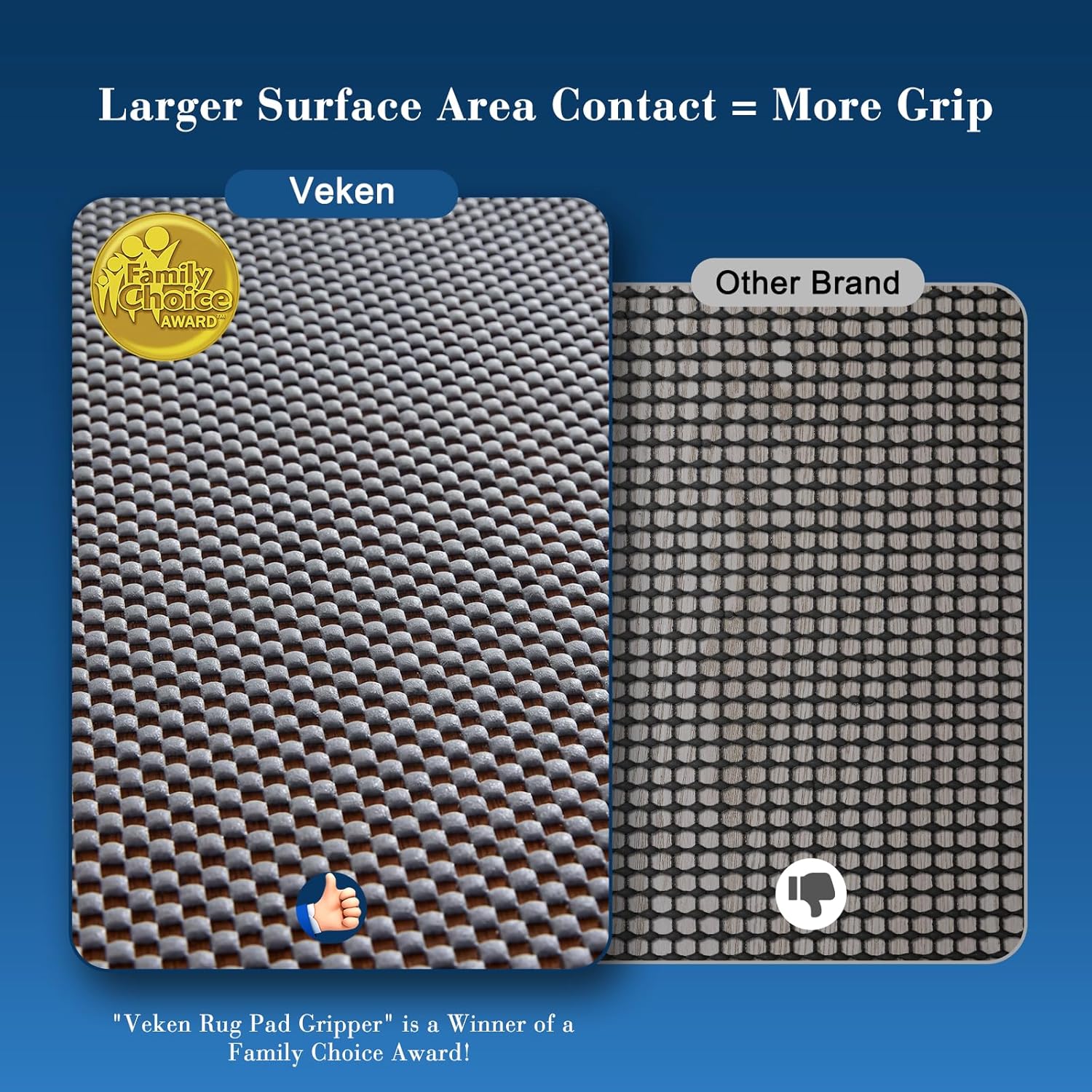 Veken Rug Pad Gripper - Non-Slip Dark Grey 8x10 Ft Mat for Hardwood & Tile Floors