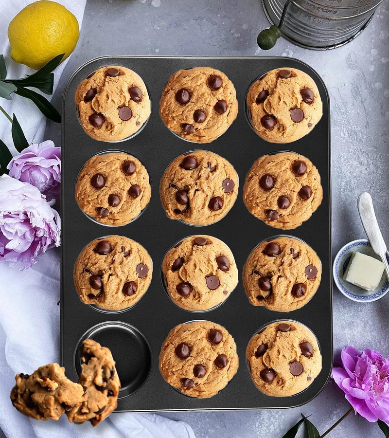 Yomvzake Muffin Top Pan 2 Pack Baking Pans Whoopie Pie Pan, Nonstick 3 Inch Yorkshire Pudding Pan for Pansuffin, Moon Pie, Cookies, Small Hamburger Bun