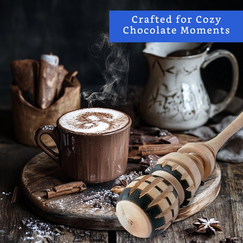 Authentic Artisanal Molinillo Hot Chocolate Frother (Small Cup Size) - Handmade Wooden Whisk for Mexican Hot Chocolate - Molinillo Wooden Wisk - Traditional Mexican Cookware
